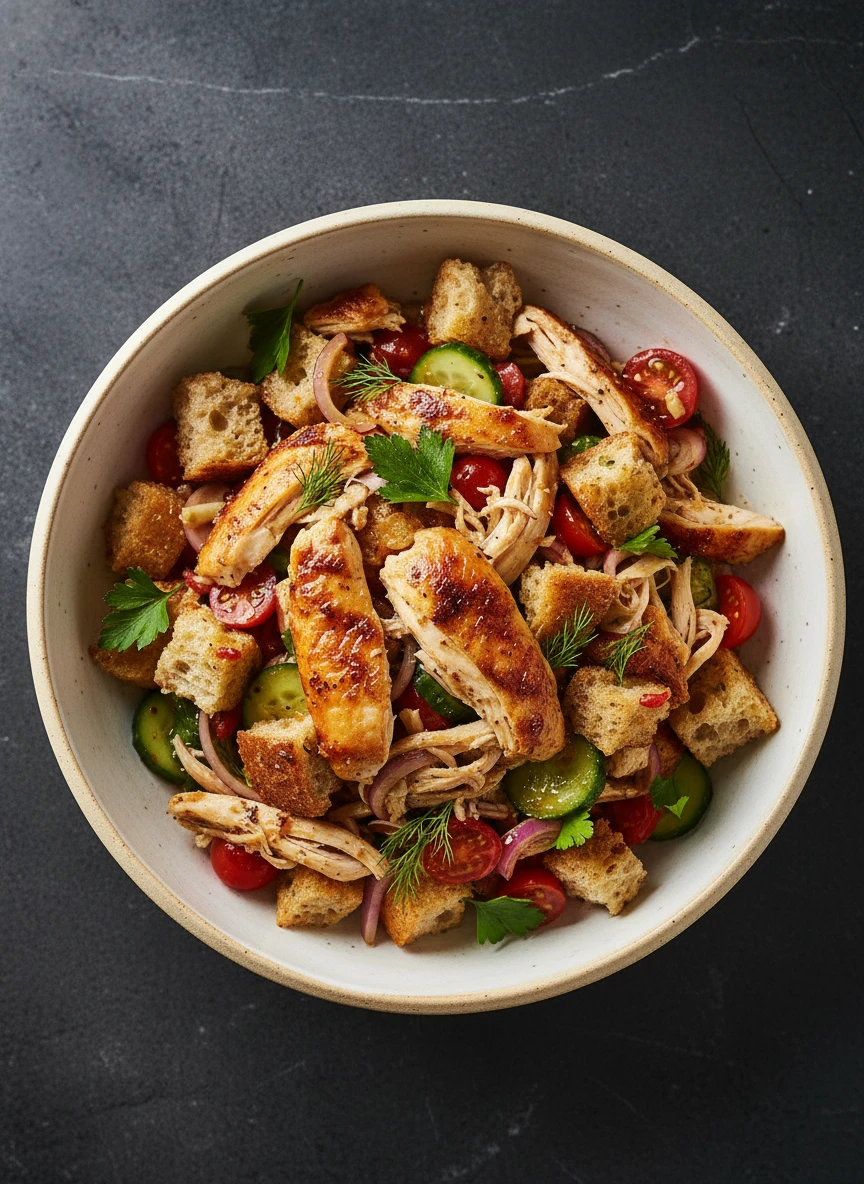 Roast Chicken with Bread Salad